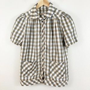 See by Chloe checkered short sleeve tunic blouse 8